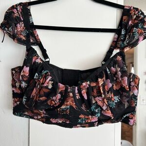 Floral Ruffled bra with Adjustable Straps torrid